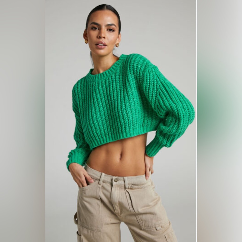 Zara Vibrant Green Knit Crop Top